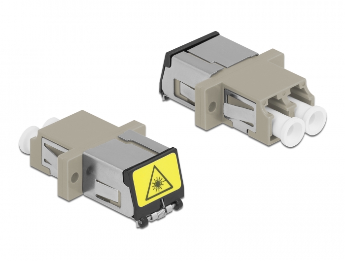 LWL Kupplung mit Laserschutzklappe LC Duplex Buchse zu LC Duplex Buchse Multimode beige, Delock® [86899]