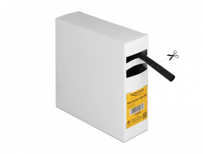 Schrumpfschlauch Box, mit Innenkleber, Schrumpfungsrate 3:1, 5 m x 9,5 mm schwarz, Delock® [19984]