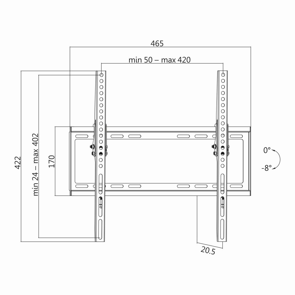 TV-Wandhalterung, neigbar -8°/0°, 32"-55", max. 35 kg Belastung, LogiLink® [BP0037]