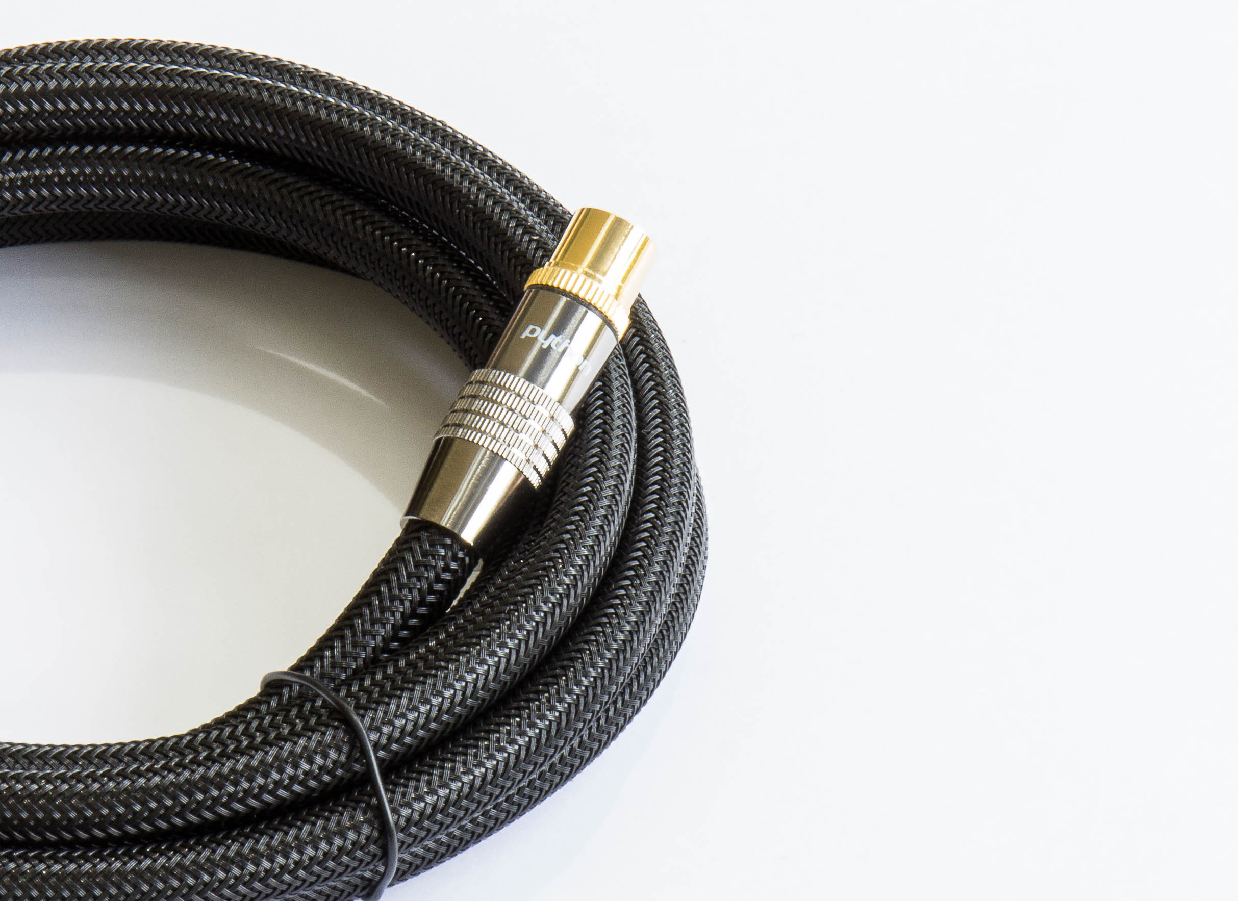 TV Antennenkabel, IEC/Koax Stecker an Buchse, vergoldet, vierfach geschirmt, 120 dB, 75 Ohm, Nylongeflecht, schwarz, 20m, PYTHON® Series