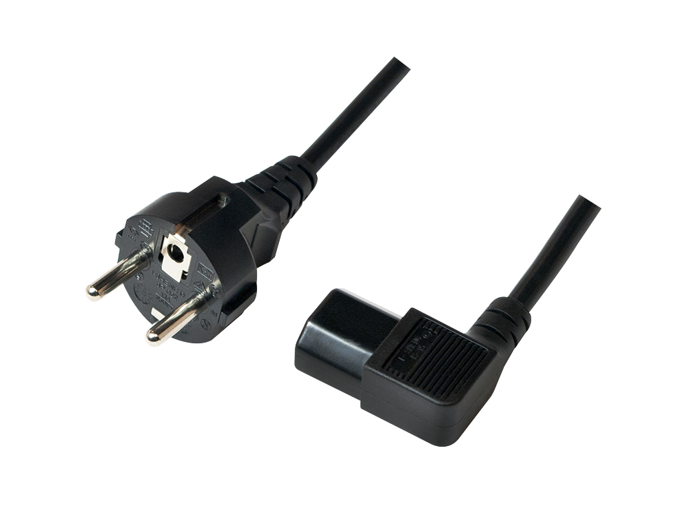 Netzkabel Schutzkontakt-Stecker auf C13 Buchse gewinkelt, schwarz, 3m, LogiLink® [CP118]