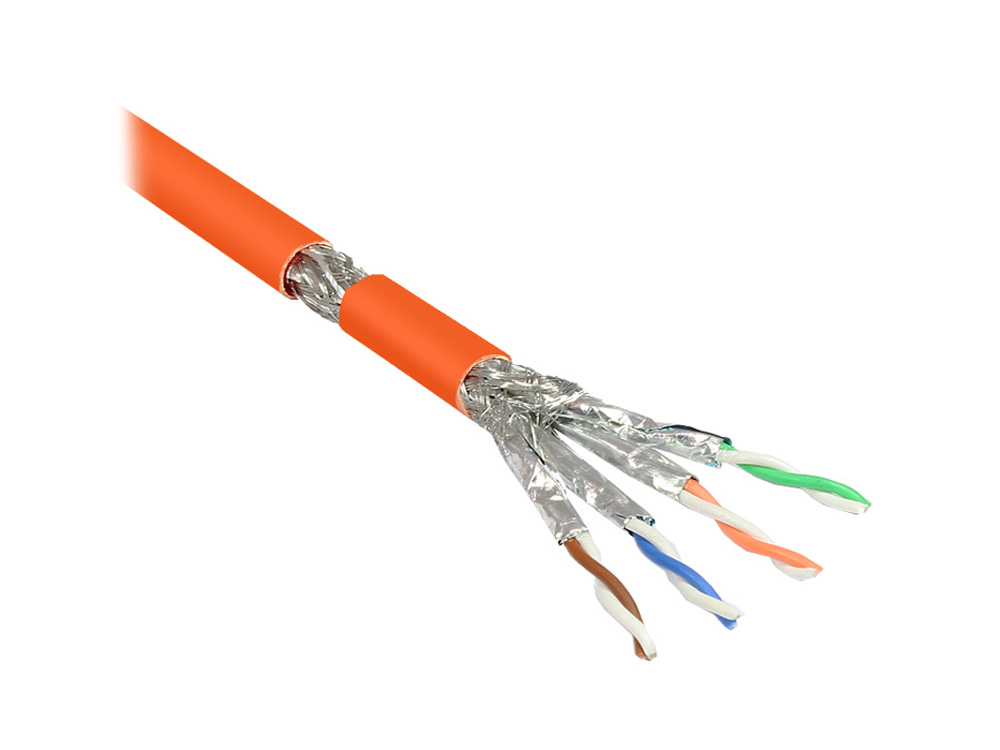 Verlegekabel Cat. 7 Simplex, S/FTP, PiMF, halogenfrei (LSZH), 1000MHz, AWG23/1, FRNC-B, ECA, orange, 50m, Good Connections®