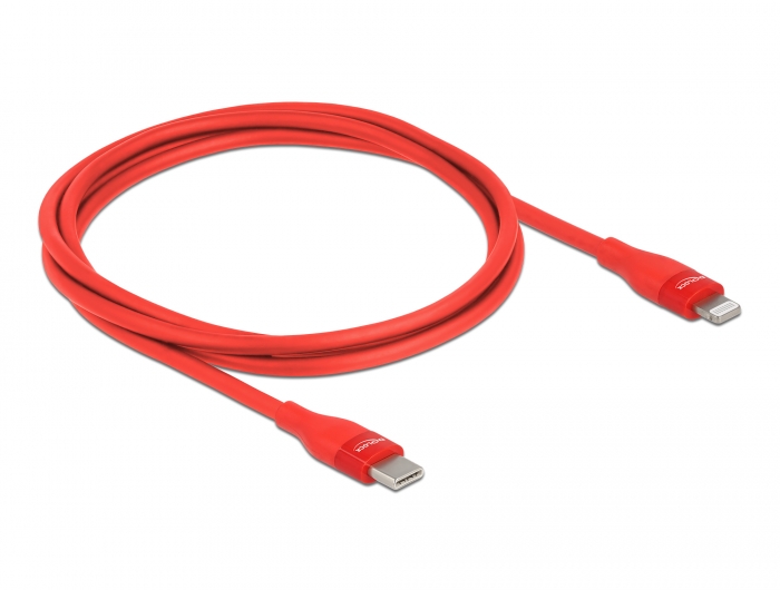 Daten- und Ladekabel USB Type-C™ zu Lightning™ für iPhone™, iPad™ und iPod™ rot 1 m MFi, Delock® [86634]