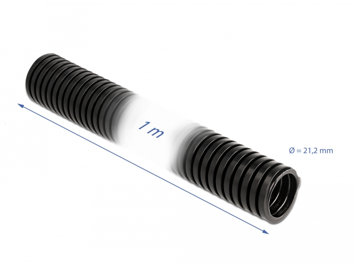 Kabelschutzschlauch 1 m x 21,2 mm schwarz, Delock® [60458]