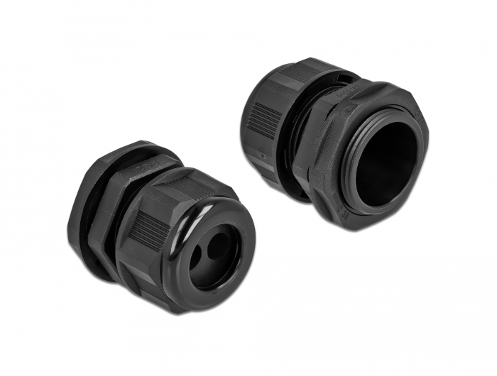 Kabelverschraubung PG21 für Rundkabel mit zwei Kabeleinführungen schwarz 2 Stück, Delock® [60371]