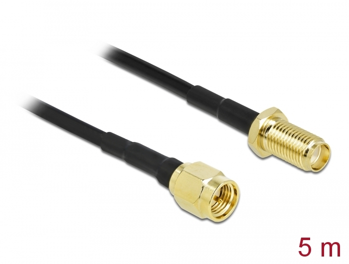 Antennenkabel SMA Stecker zu SMA Buchse LMR/CFD100 5 m low loss, Delock® [90441]
