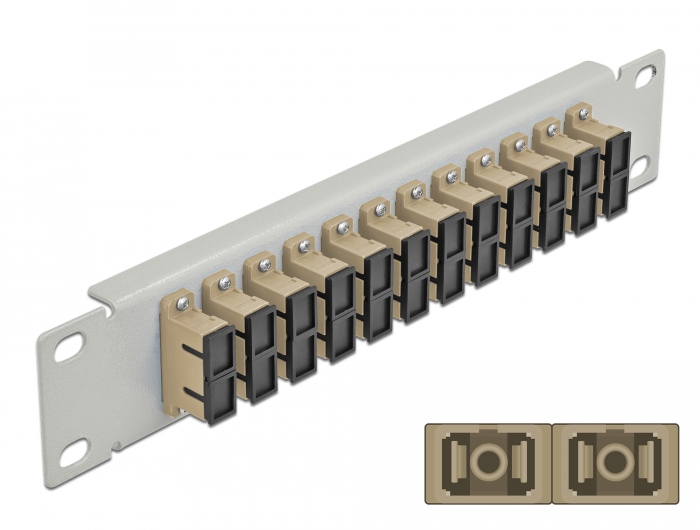 10" LWL Patchpanel 12 Port SC Duplex beige 1 HE grau, Delock® [66793]