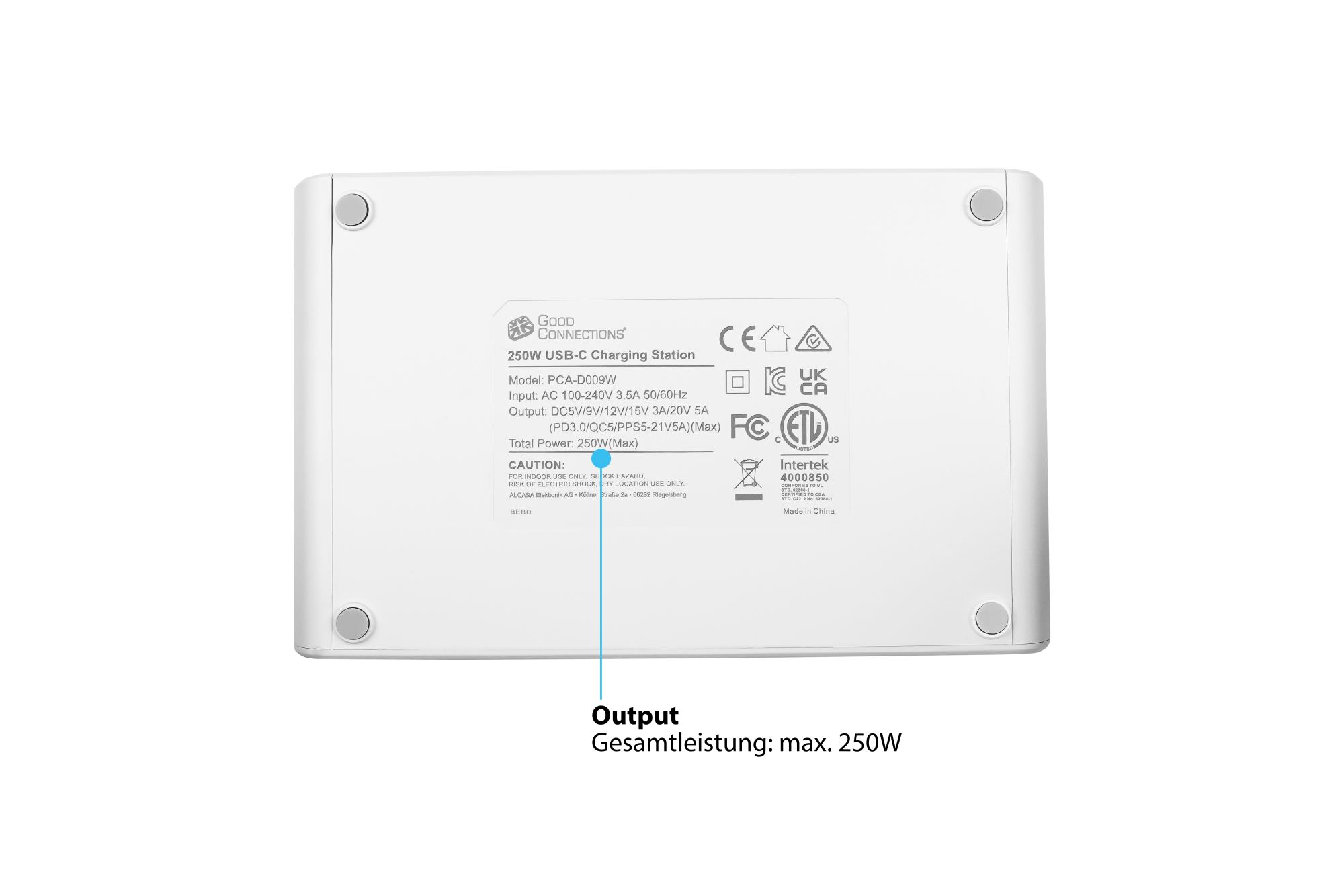 USB-Desktop-Schnellladestation 250W, 10-Port (10x USB-C™), PD 3.0, PPS, QC 5, weiß, Good Connections®