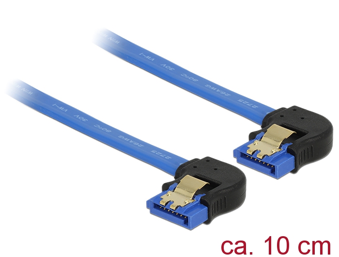 Kabel SATA 6 Gb/s Buchse unten gewinkelt an SATA Buchse unten gewinkelt, mit Goldclips, blau, 0,1m, Delock® [85094]