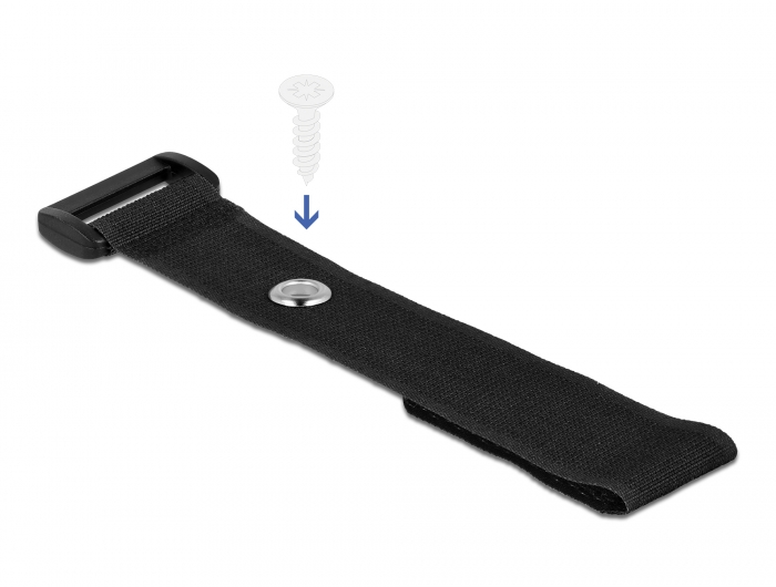 Klett-Kabelbinder mit Schlaufe und Befestigungsöse L 190 x B 25 mm schwarz 5 Stück, Delock® [19543]