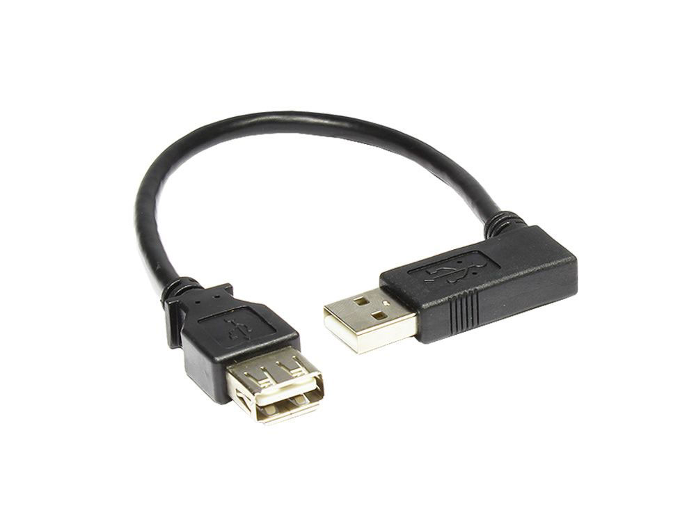 Verlängerung USB 2.0 Stecker A 90° nach rechts abgewinkelt an Buchse A, 0,15m, Good connections®