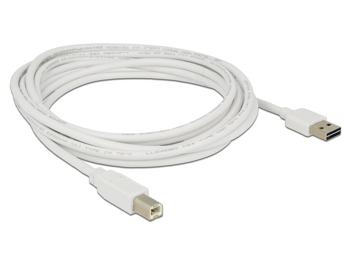 Kabel EASY-USB 2.0 Typ-A Stecker an USB 2.0 Typ-B Stecker, weiß, 3 m, Delock® [85154]