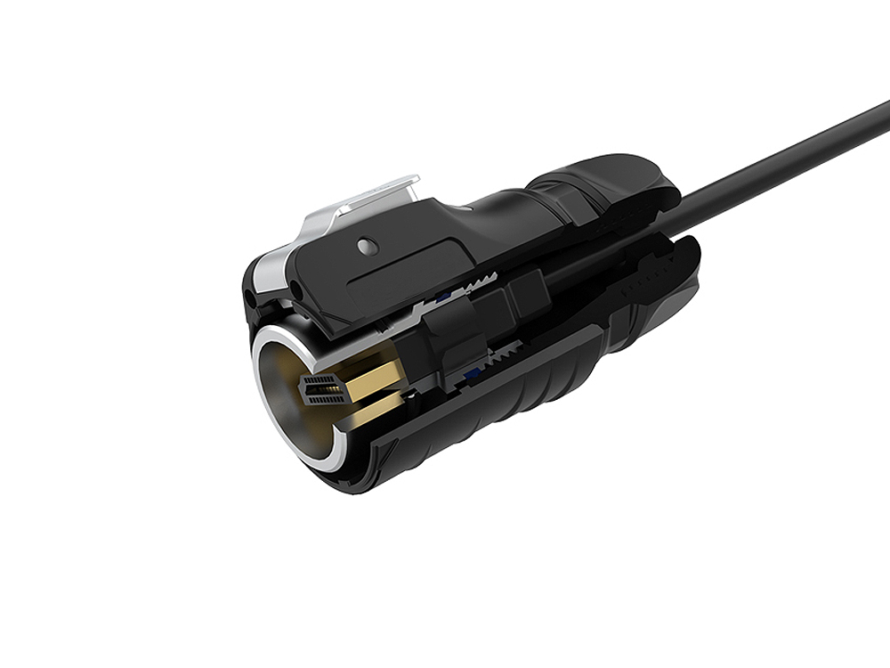 Industrie-Steckverbinder S1 - HDMI 2.0b Kabel, Stecker A mit Klick-Arretierung an Stecker A, M24, IP65/67, 1m, Good Connections®