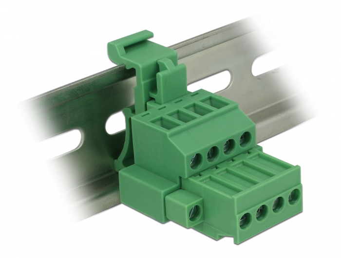 Terminalblock Set für Hutschienen 4 Pin mit Schraubverriegelung, Delock® [65936]