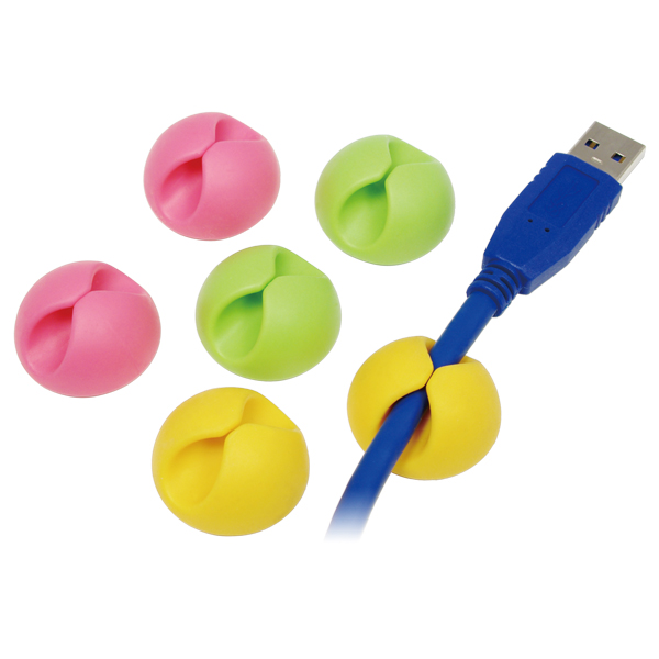 Kabelhalter, bunt 6 Stk. (2x rosa, 2x grün, 2x gelb), LogiLink® [KAB0010]