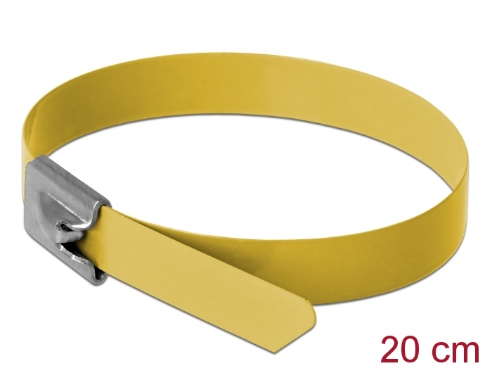 Edelstahlkabelbinder L 200 x B 7,9 mm gelb 10 Stück, Delock® [18789]