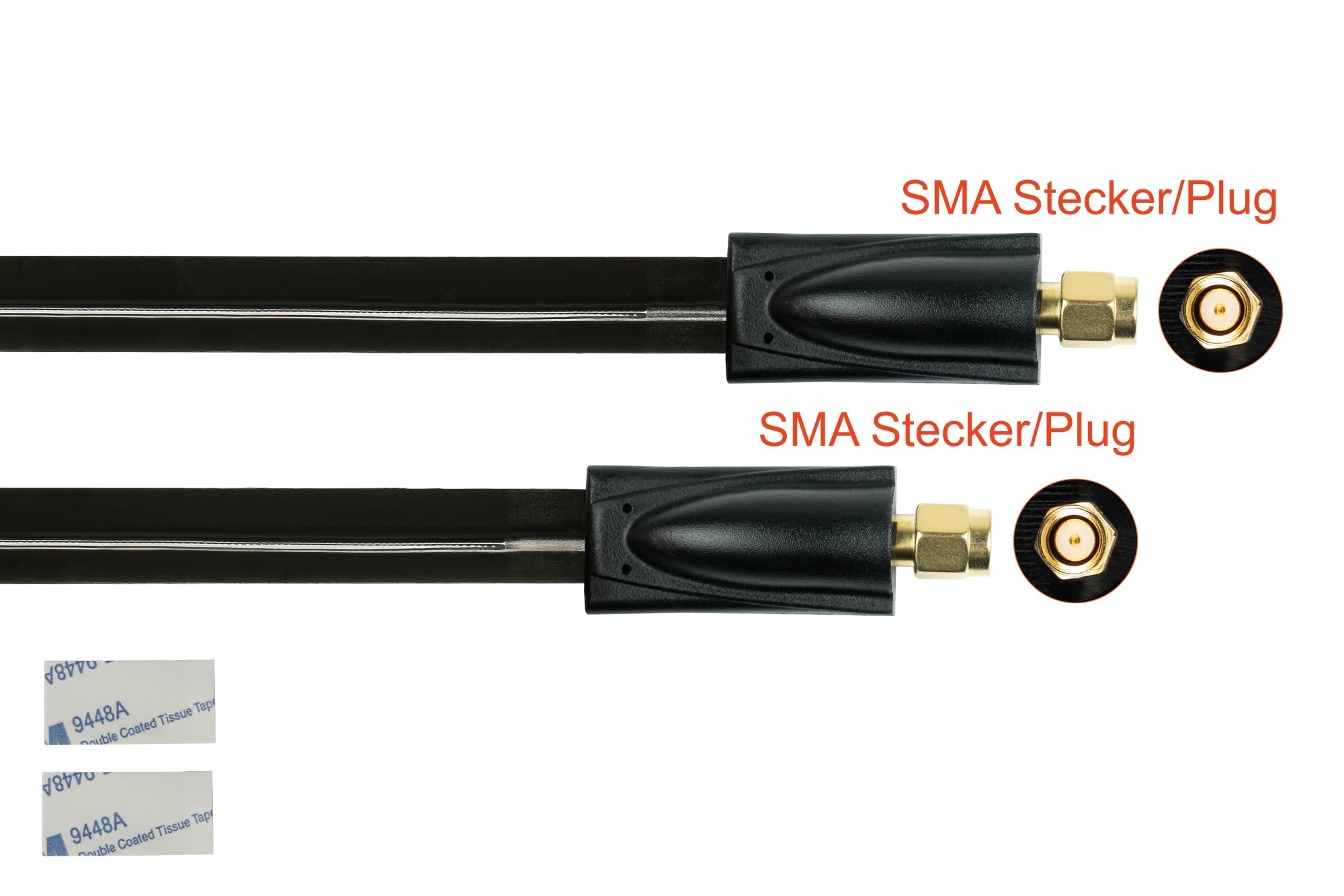 kabelmeister® Koaxial HF Fensterdurchführung, SMA Stecker an SMA Stecker, schwarz, 0,2m