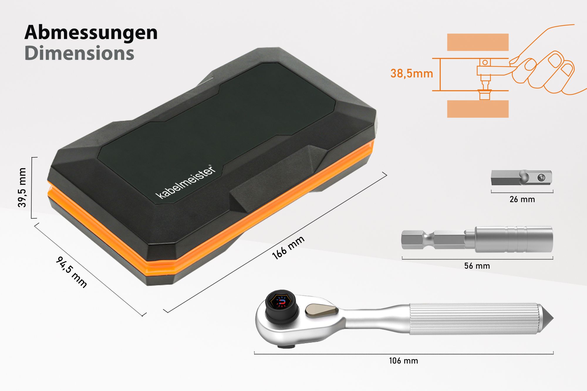kabelmeister® Ratschenset, 42-Teile, u.a. 30x Bits und 9x Steckschlüssel
