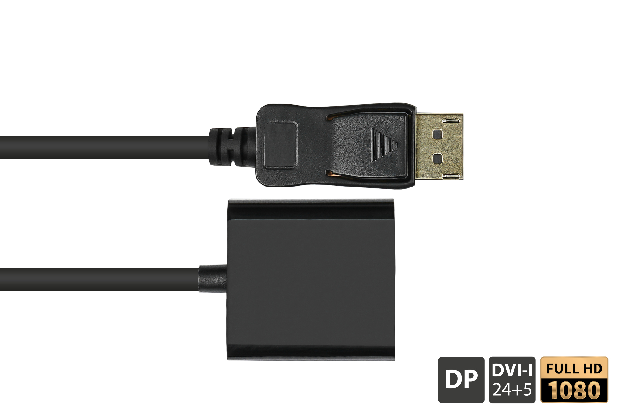 Adapter DisplayPort Stecker an DVI-I 24+5 Buchse, 1080P @60Hz, vergoldete Kontakte, ca. 20cm, Good Connections®