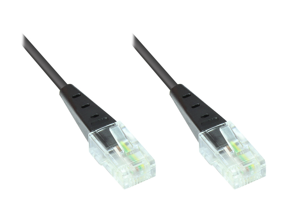 ISDN-Anschlusskabel, 2x RJ45 Stecker, 4-adrig, rund, schwarz, 3m, Good Connections®