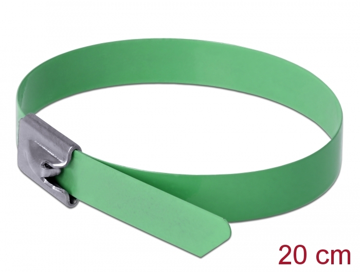 Edelstahlkabelbinder L 200 x B 7,9 mm grün 10 Stück, Delock® [18805]