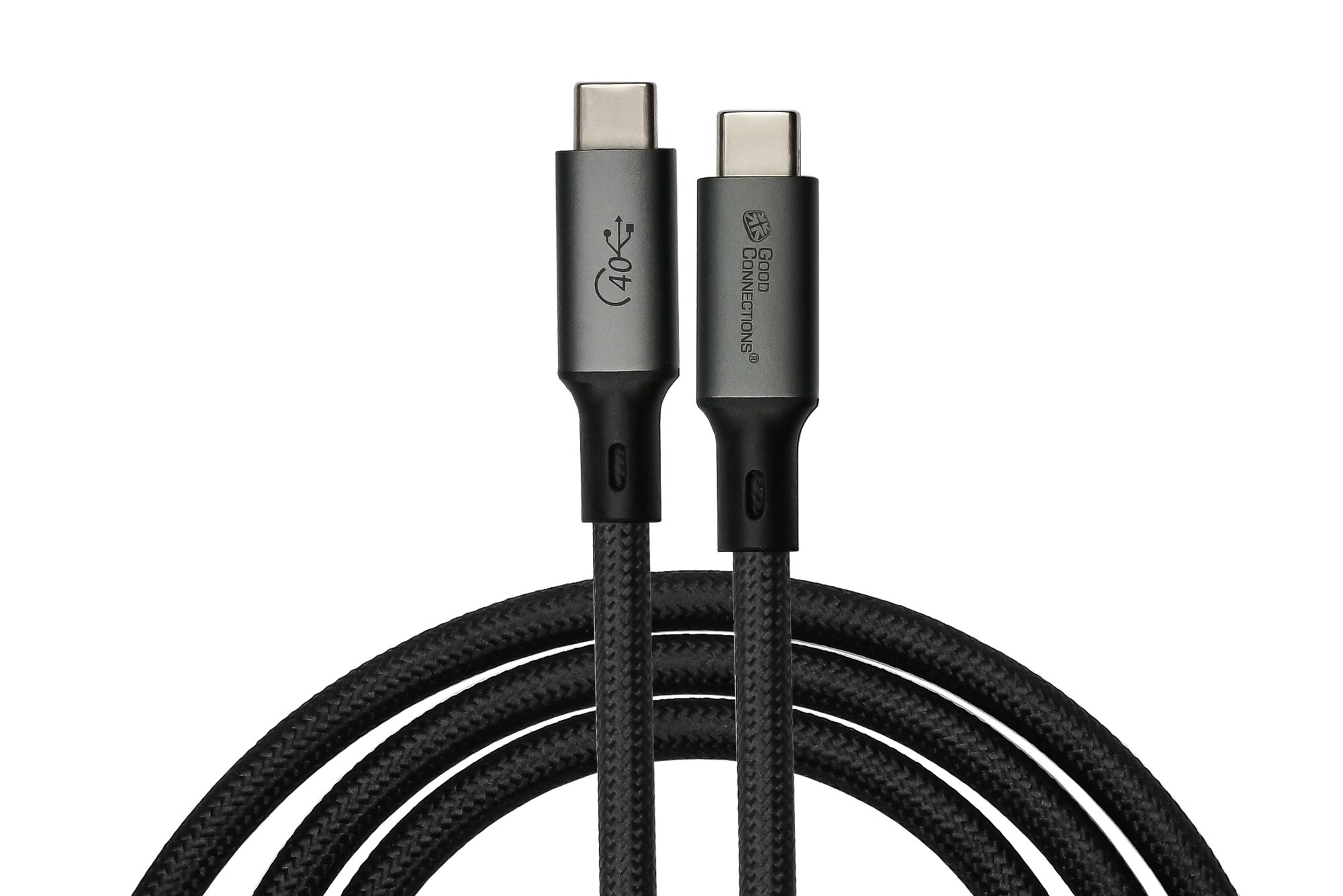 Magnetisches USB 4.0 Gen. 3x2 Spiralkabel (40GBit/s, 240W, 8K@60Hz), USB-C™ Stecker an USB-C™ Stecker, schwarz, 1,5m, Good Connections®