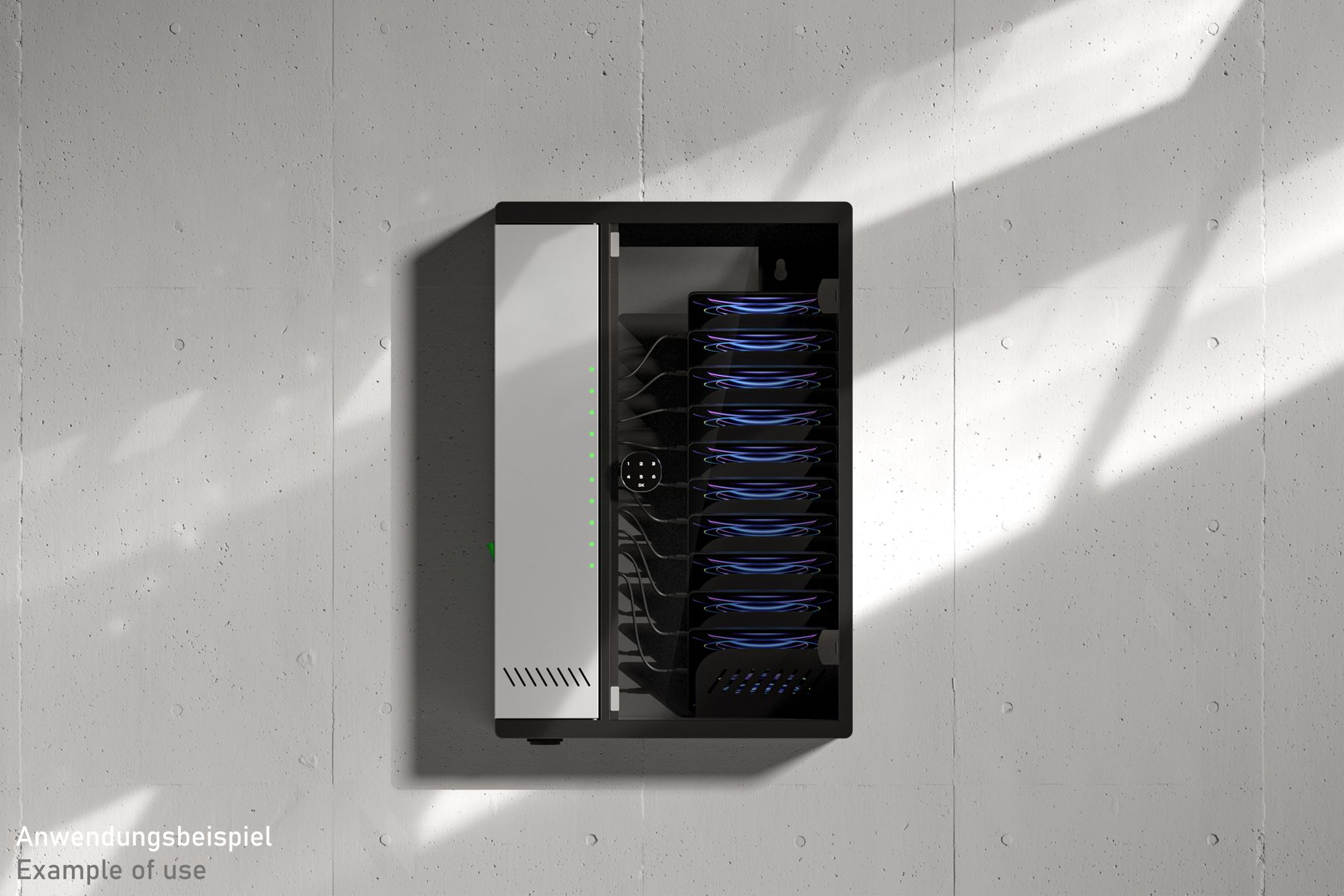 Good Connections® ARIES PRO T10C Wandladeschrank bis 11", USB-C™, 30W Port, PD3.0, schwarz/grau