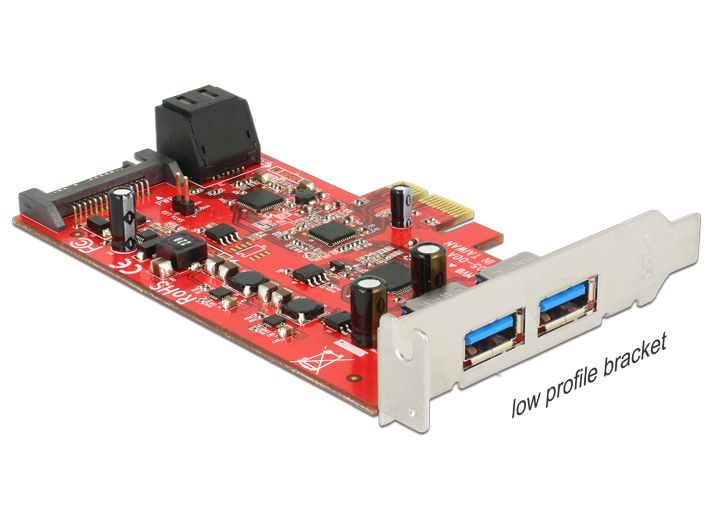 PCI Express Karte an 2 x extern USB 3.0 + 2 x intern SATA 6 Gb/s Low Profile Form Faktor, Delock® [89389]