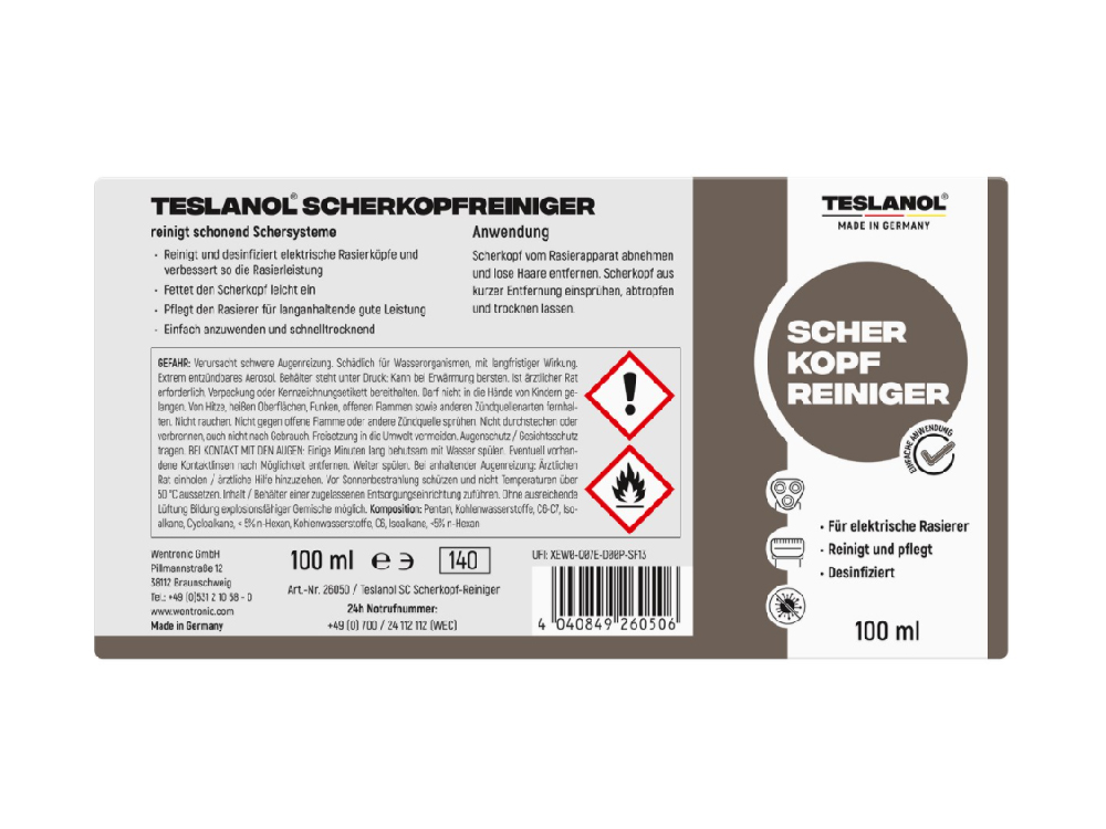 Teslanol® Scherkopfreinigerspray, 100 ml