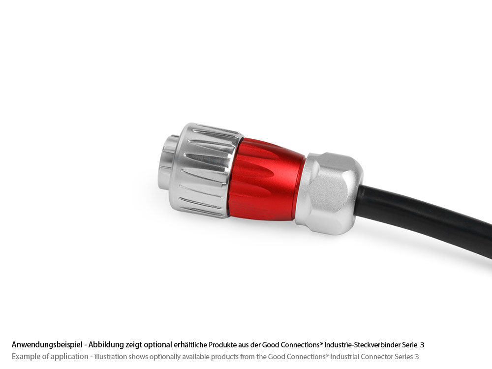 Industrie-Steckverbinder S3 - Power (3-Pin) Stecker mit Kabelverschraubung, Lötanschluss, Metall, M20, Bajonett, IP65/67, Good Connections®