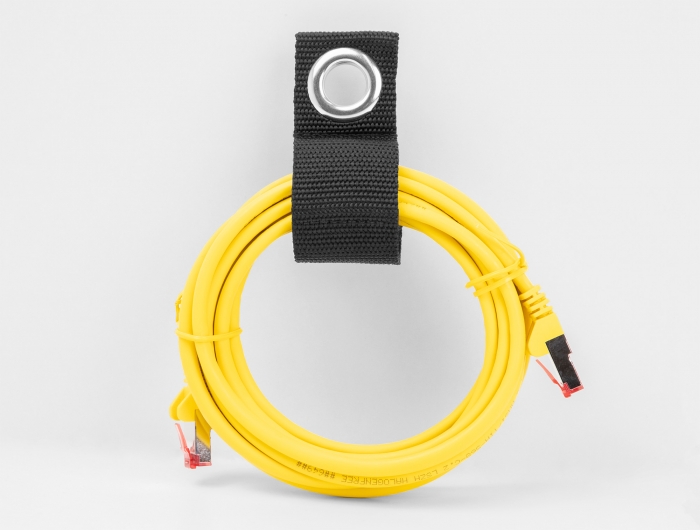 Strapazierfähiger Klettgurt mit Befestigungsöse L 260 x B 38 mm schwarz 5 Stück, Delock® [19560]