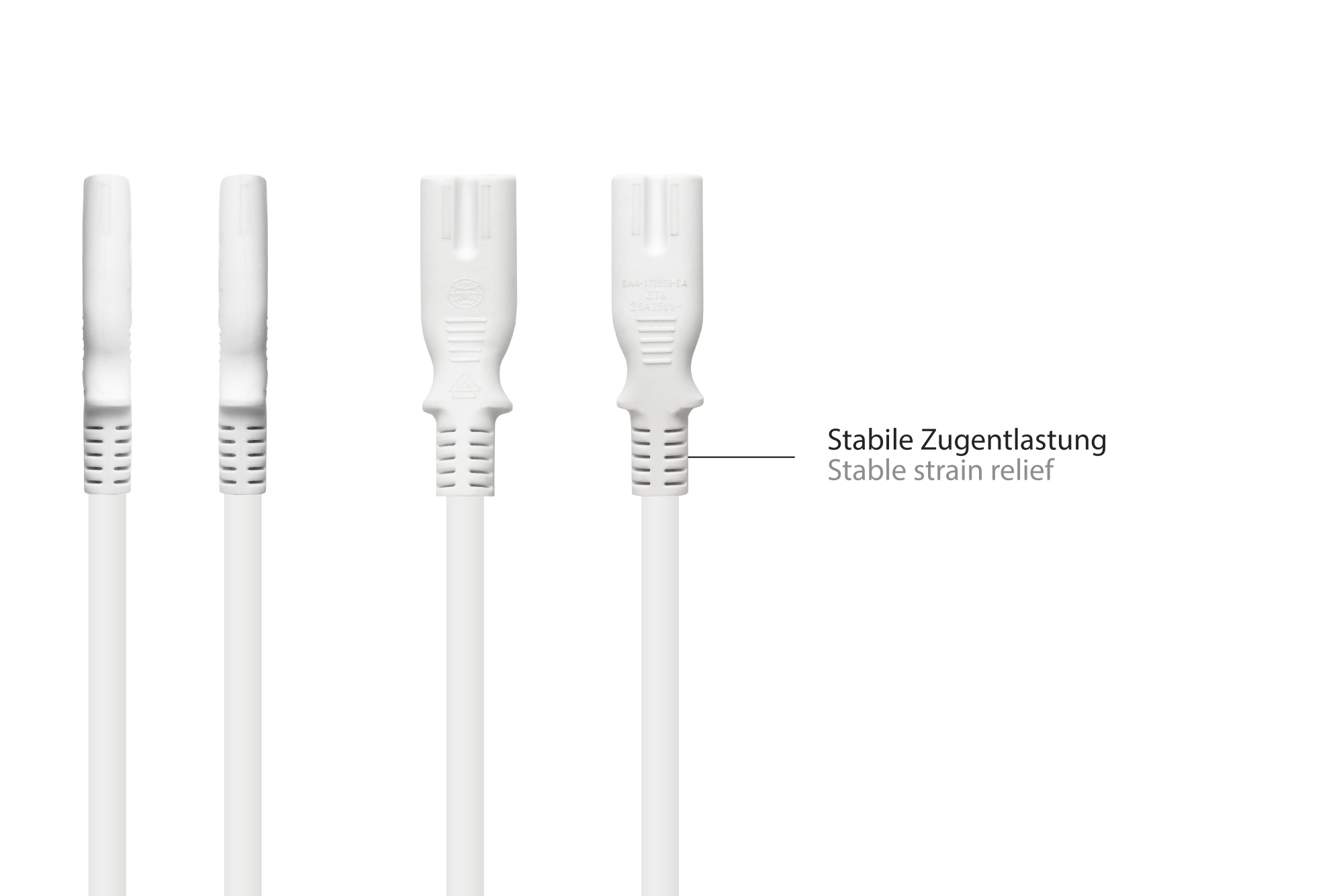 Euro-Netzkabel Euro-Stecker Typ C (gerade) an C7/Euro 8 Buchse (gerade), weiß, 0,75 mm², 1,5 m, Good Connections®