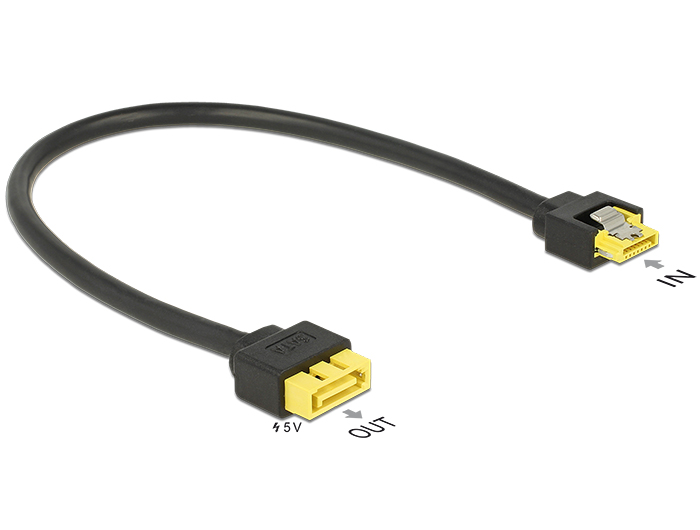 Verlängerungskabel SATA 6 Gb/s Buchse > SATA Stecker Pin 8 Power mit Einrastfunktion, 0,3 m, Delock® [84946]