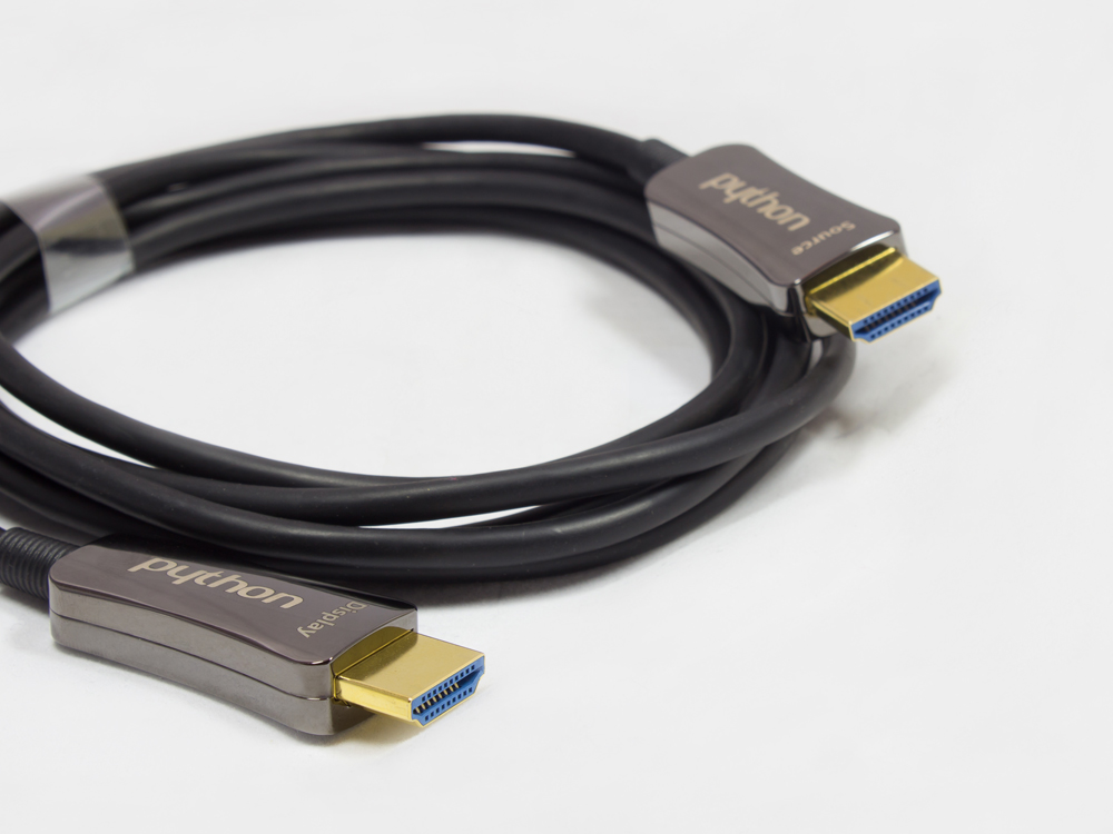 Optisches Hybrid HDMI™ 2.0 Anschlusskabel, 4K2K / UHD 60Hz, vergoldete Stecker und Kupferkontakte, schwarz, 90m, PYTHON® Series