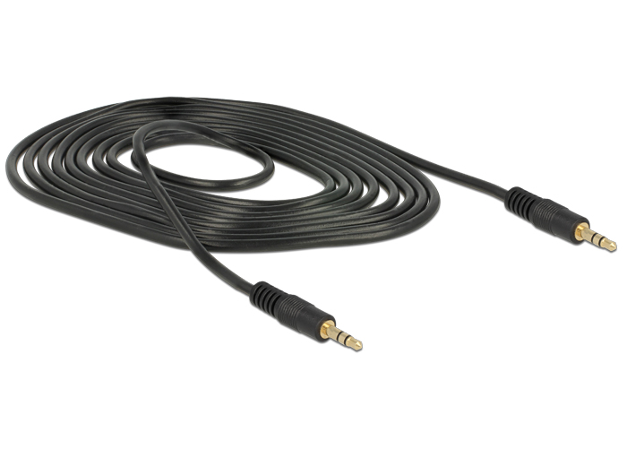 Klinkenkabel 3,5 mm 3 Pin Stecker an Stecker 2 m schwarz, Delock® [83746]