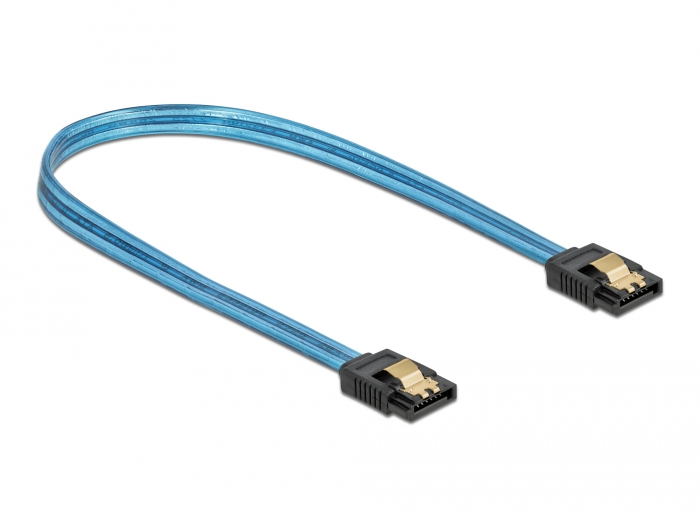 SATA 6 Gb/s Kabel UV Leuchteffekt blau 30 cm, Delock® [82127]