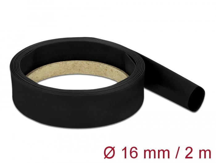 Schrumpfschlauch 2 m x 16 mm Schrumpfungsrate 4:1 schwarz, Delock® [20668]