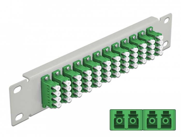 10" LWL Patchpanel 12 Port LC Quad grün 1 HE grau, Delock® [66797]