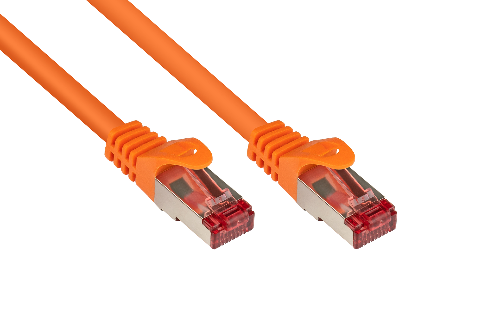 RNS® Patchkabel mit Rastnasenschutz, Cat. 6, S/FTP, PiMF, PVC, 250MHz, orange, 25m, Good Connections®