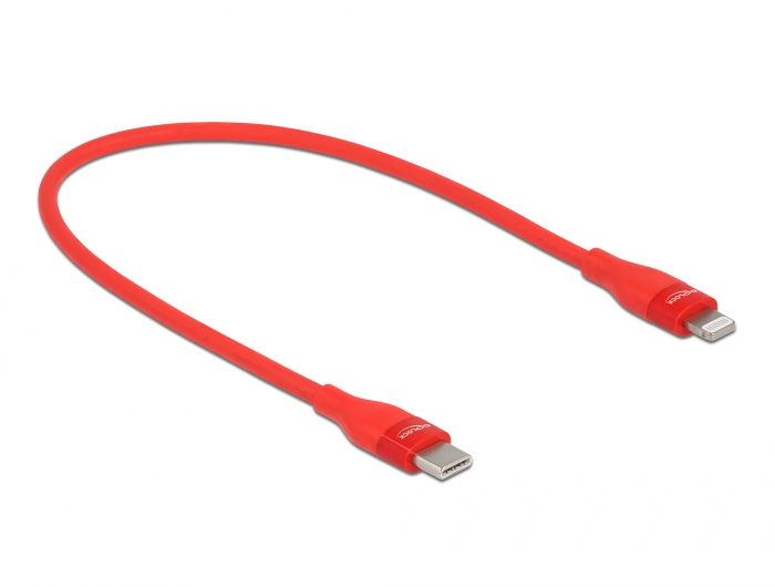 Daten- und Ladekabel USB Type-C™ zu Lightning™ für iPhone™, iPad™ und iPod™ rot 0,5 m MFi, Delock® [86633]