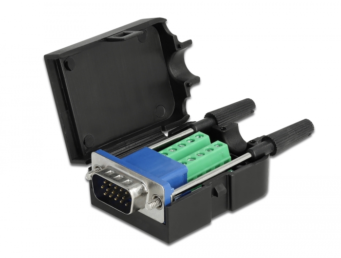 Adapter VGA 15 Pin Stecker an Terminalblock 10 Pin mit Gehäuse, Delock® [66258]