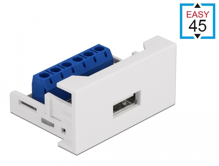 Easy 45 Modul USB 2.0 Typ-A Buchse zu Terminalblock 22,5 x 45 mm, Delock® [81343]