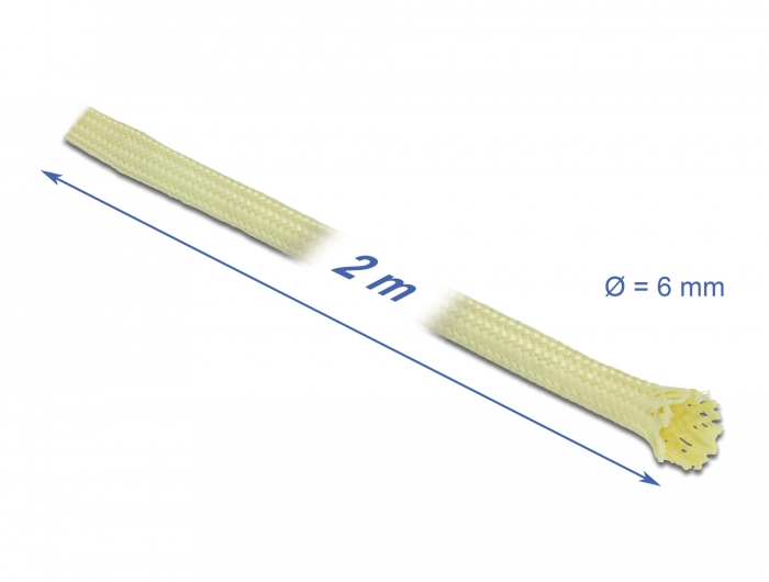 Geflechtschlauch aus Aramid Fasern 2 m x 6 mm, Delock® [20798]