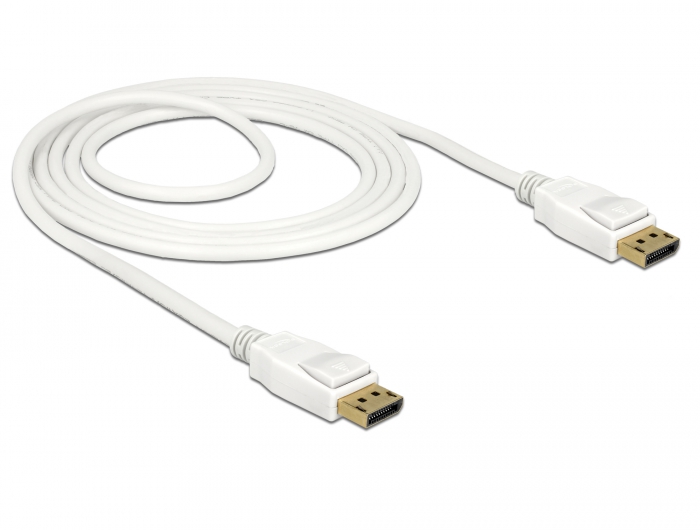 Kabel DisplayPort 1.2 Stecker an DisplayPort Stecker, 4K @60Hz, weiß, 1,5m, Delock® [85509]