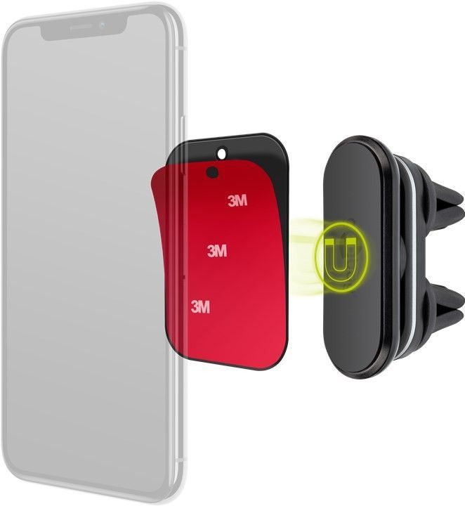 Doppelmagnethalter für Smartphones, Befestigung am Lüftungsschacht, schwarz