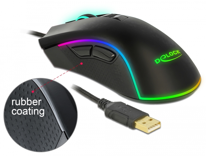 Optische 7-Tasten USB Gaming Maus - Rechtshänder, Delock® [12670]