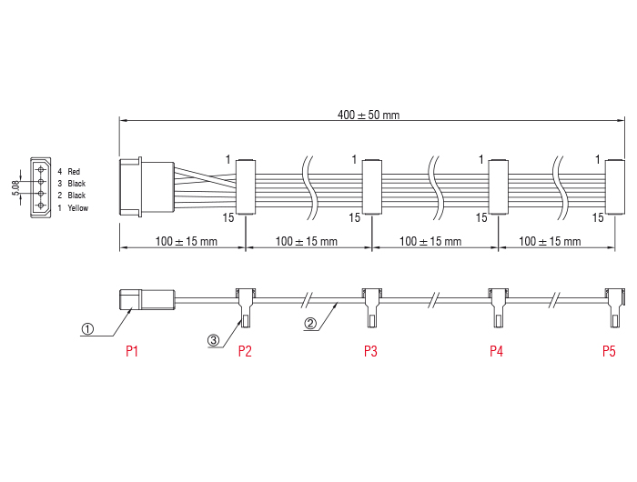 Kabel Power Molex 4 Pin Stecker an 4x SATA 15 Pin Buchse, 0,4m, Delock® [60142]