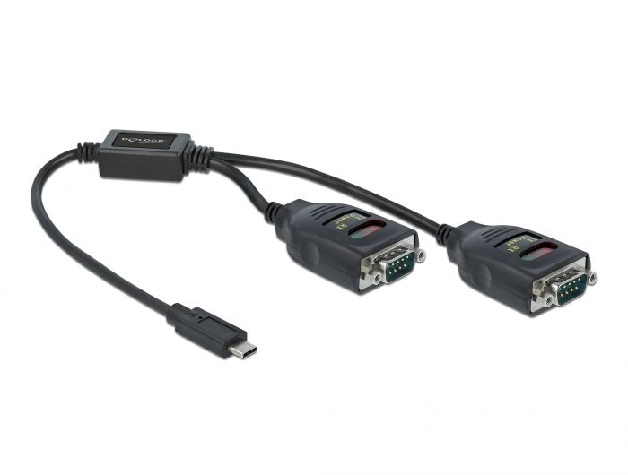 Adapter USB Type-C™ zu 2 x Seriell RS-232 DB9 mit 15 kV ESD Schutz, Delock® [90494]