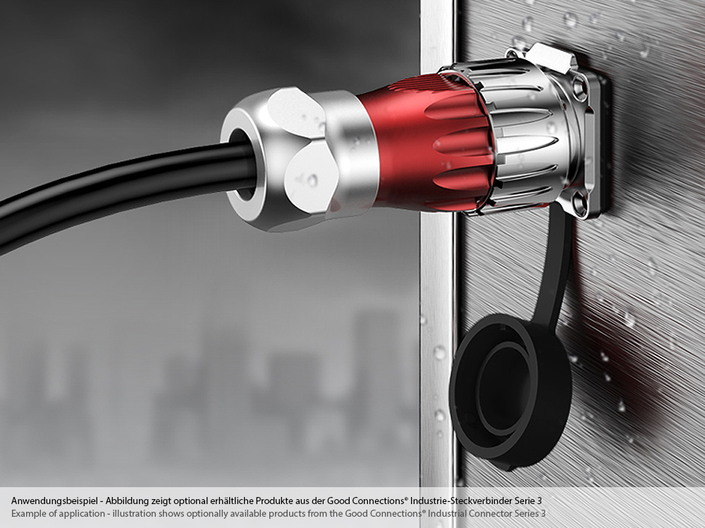 Industrie-Steckverbinder S3 - Power (4-Pin) Durchführungskupplung mit Flansch, Lötanschluss, Metall, M20, Bajonett, IP65/67, Good Connections®