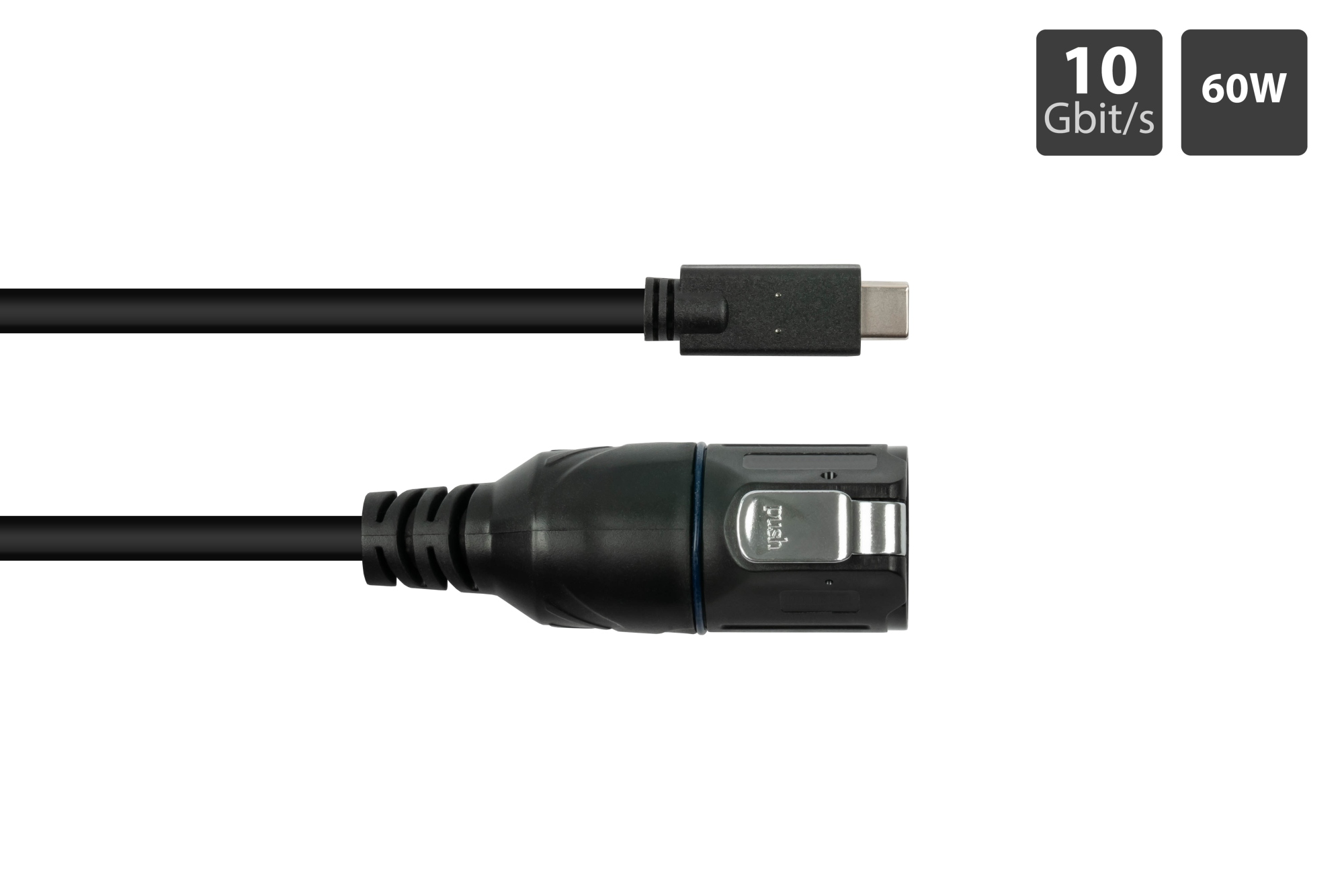 Industrie-Steckverbinder S1 - USB 3.2 Gen. 2 Kabel, Stecker C™ mit Klick-Arretierung an Stecker C™, M16, IP65/67, 0,5m, Good Connections®